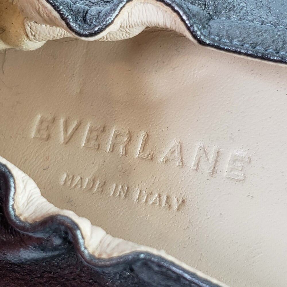 Everlane Women's The Italian Leather Day Block Heel Metallic Grey Size 9.5 - Picture 7 of 10